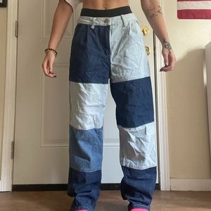 Shein multi color patch wide leg jeans